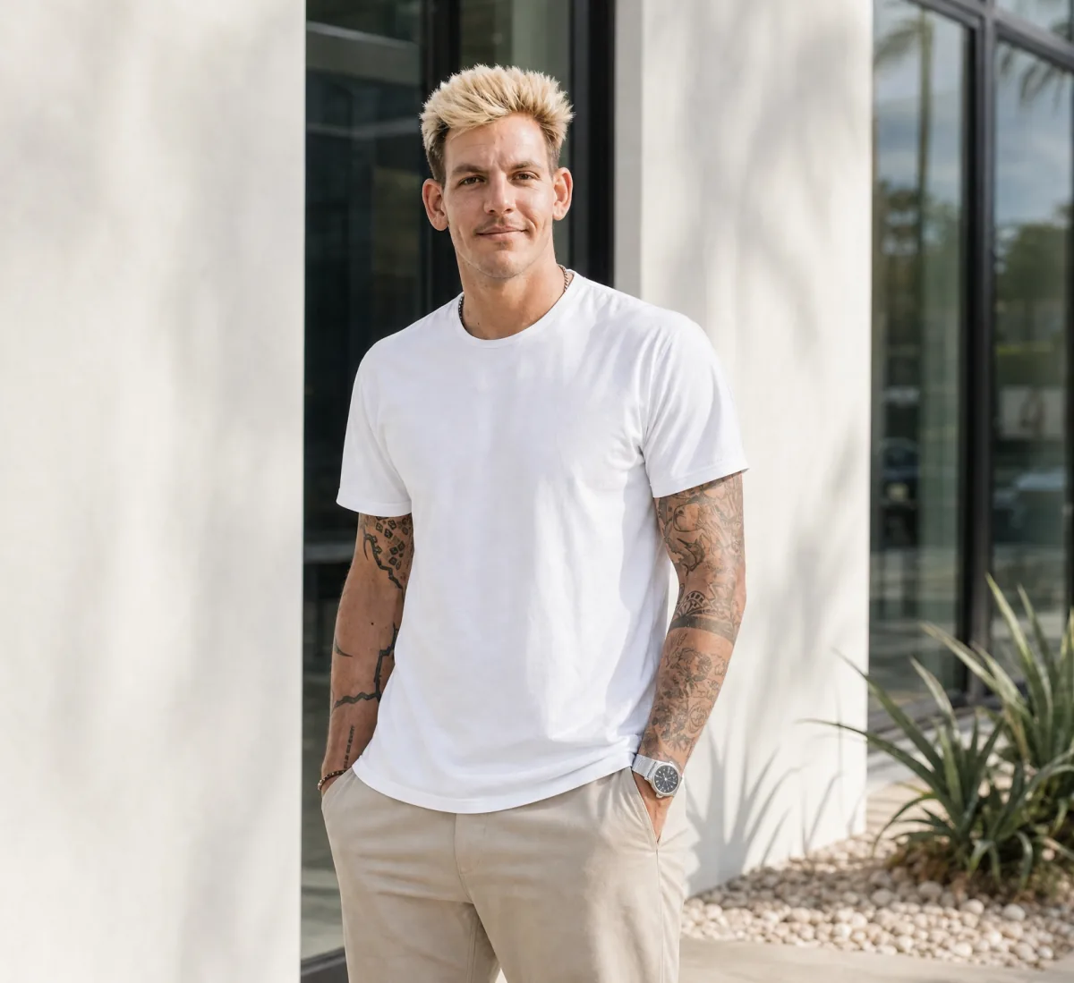 Alex Evans, founder of Raging Agency, outside the agency office in Miami, Florida