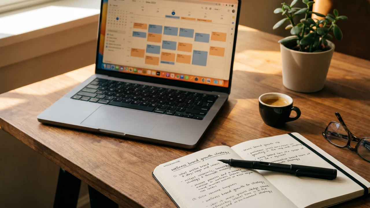 Wellness brand founder booking a strategy call with Raging Agency