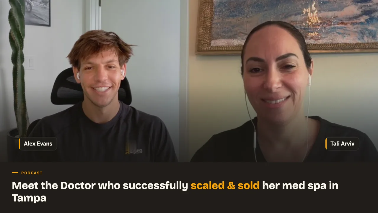 Dr. Tali Arviv and Alex Evans podcast on how to scale and sell a med spa
