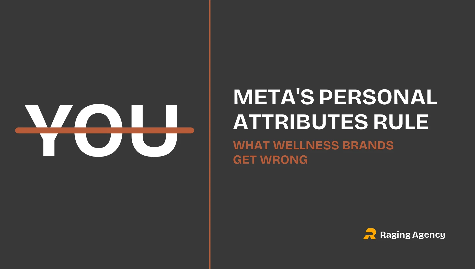 Dark graphic with the word YOU struck through beside the headline Meta's Personal Attributes Rule, What Wellness Brands Get Wrong