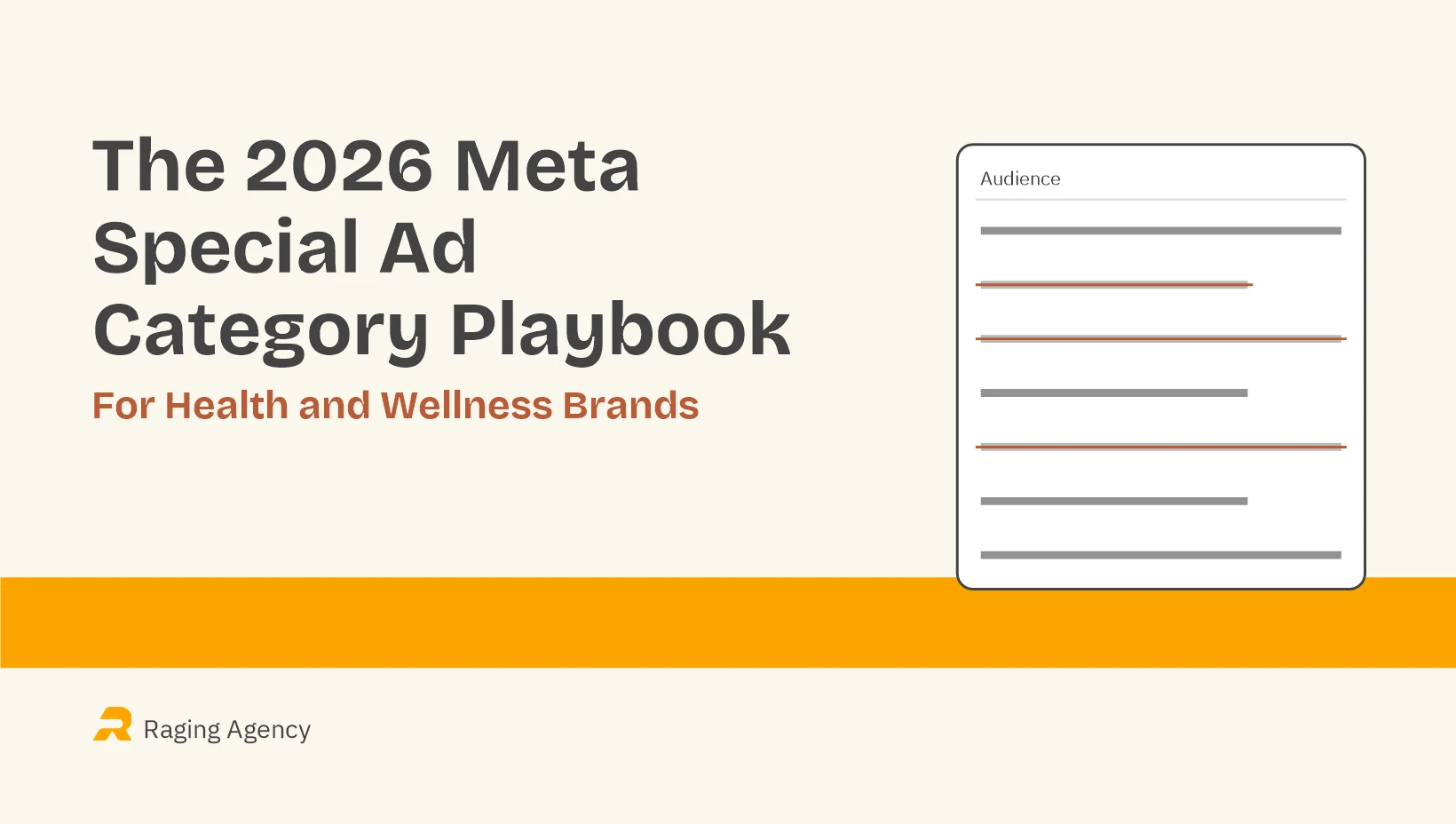 Graphic titled The 2026 Meta Special Ad Category Playbook for Health and Wellness Brands, showing an Ads Manager targeting panel with several audience options greyed out